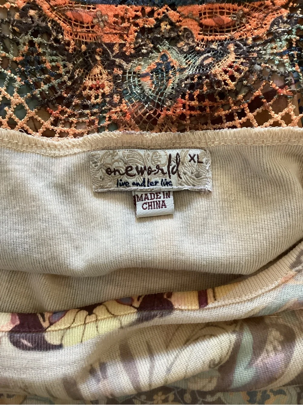 ONE WORLD Boho Paisley Sleeveless Tunic in Beige, Teal, Brown - Picture 8 of 12